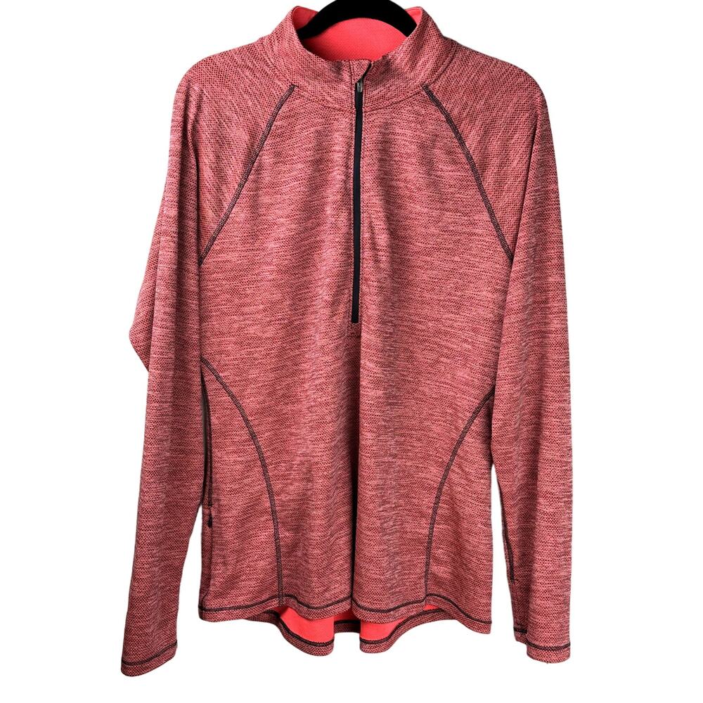Champion Thermal Athletic Activewear Long Sleeve Women Size XL Quarter Zip Top